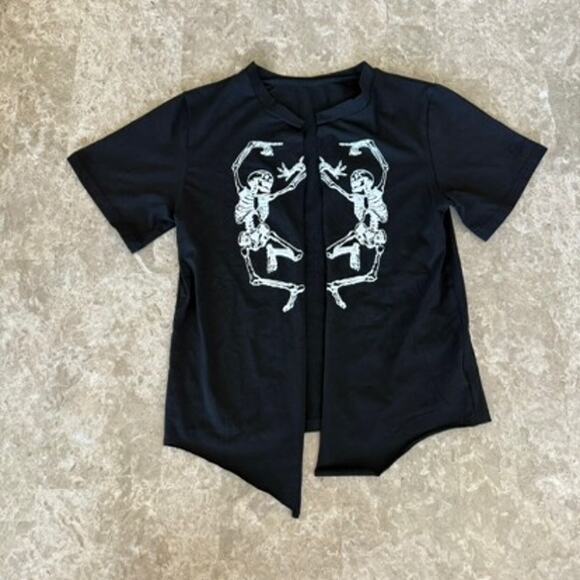 LuFeng Black Skeleton Cardigan Shirt Small - Picture 1 of 6